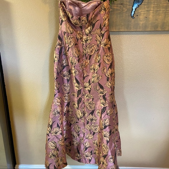 NWOT Lulus Gowning Around Mauve Floral Jacquard Strapless Maxi Dress - Picture 6 of 13